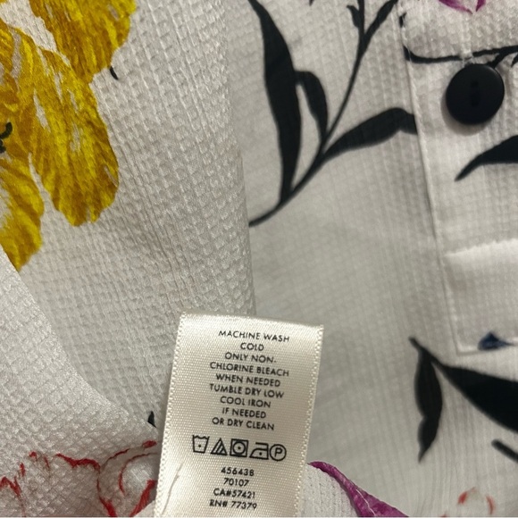 Ann Taylor White Floral Blouse with Yellow and Purple Accents - Picture 3 of 9